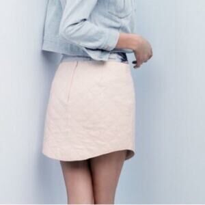 Intermix x Love Leather NWT Blush Pink Lamb Leather Quilted Mini Skirt